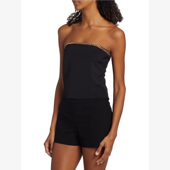 NEW Generation Love Sizes S, M, L Hazel Crepe Chain Bustier Top - Black - Picture 7 of 10